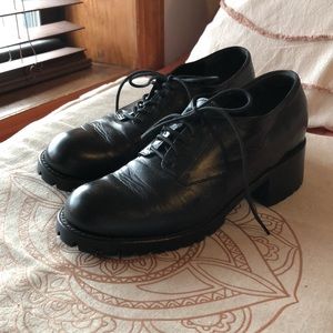 Italian leather oxfords w/ chunky heel